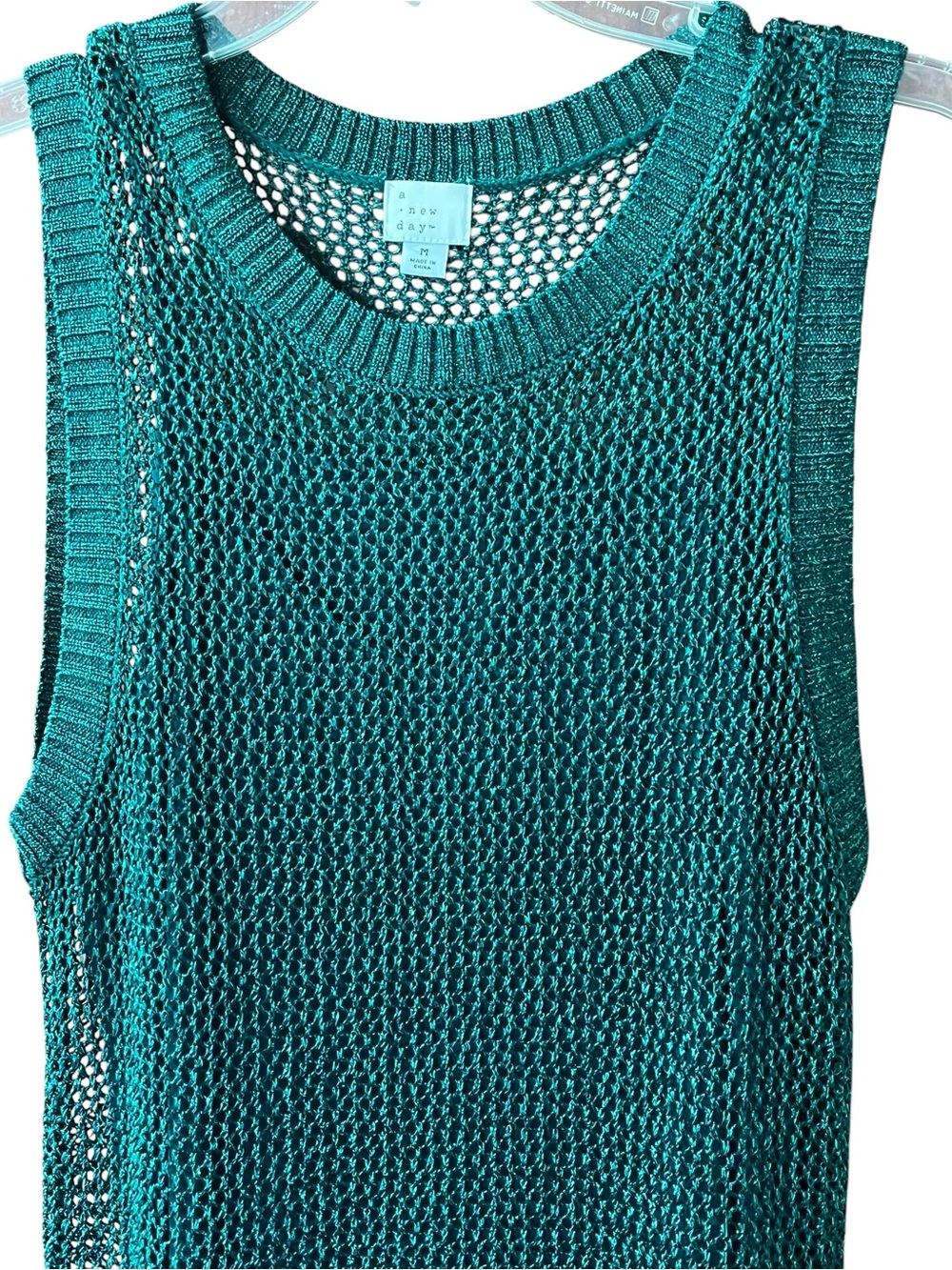 a.new day Emerald Green Metallic Crochet Maxi Dress - Size M - Picture 4 of 9